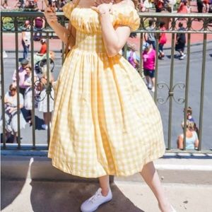 Yellow gingham MIDI dress